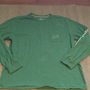 Mens Vineyard Vines Size XL Logo Long Sleeve T Shirt Green/White